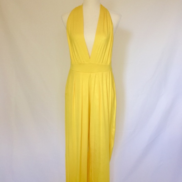Fall Favorites: Yellow Backless Halter Jumpsuit - Picture 3 of 4